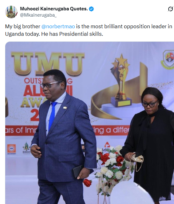 Muhoozi Kainerugaba Hails Norbert Mao as "Most Brilliant Opposition Leader"