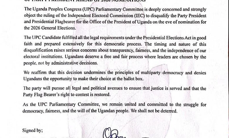 WE ARE SEEKING FOR LEGAL REDRESS-UPC PARLIAMENTARY COMMITTEE.